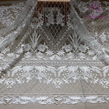 La Belleza Novo off beli poliester očesa na vezenega poročno obleko tkanine, čipke 130 cm širina za 1 dvorišču