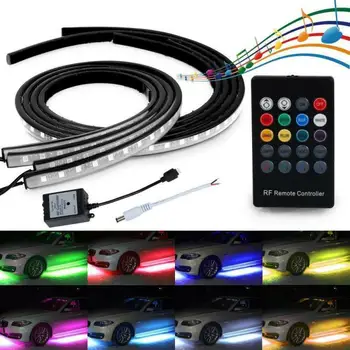 4pcs Multi-Barvni RGB 252 LED 5050 SMD Trak Pod Avto Cev Underglow Podvozje Sistem Nepremočljiva Neon Light Kit 120X90cm