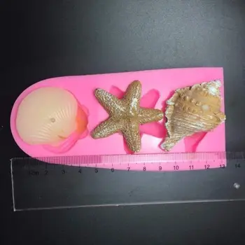 Silikonski čokoladno milo 3D zvezda conch plaži lupini torto dekoracijo plesni
