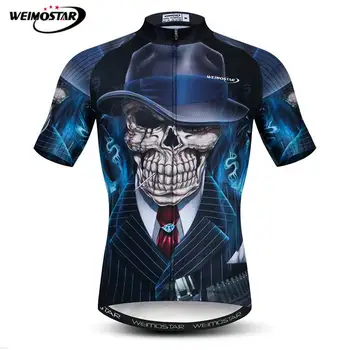 Weimostar 3D Pringting Lobanje Kolesarski Dres Poletje MTB Kolo Jersey Majica Moški Dihanje Kolo Nositi Oblačila, ki so Maillot Ciclismo
