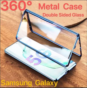 Magnetni Kovinsko Ohišje Za Samsung Galaxy Note 10 Pro 8 9 S10 S8 S9 S20 Plus Uitra A50 A51 A70 A71 Dvojni Stranski Stekleni Pokrov