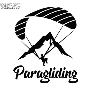 Volkrays Ustvarjalne Avto Nalepke Paraglider Padalstvo Ekstremni Šport motorno kolo, Odsevne Nalepke Vinyl/Črna / Srebrna,16*13cm