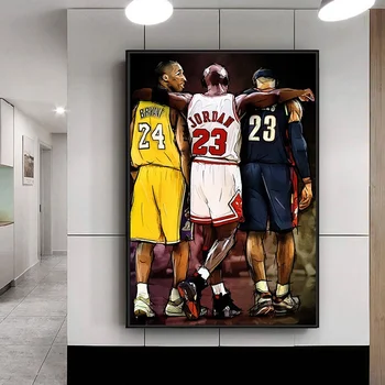 Košarka Zvezdicami Kobe Bryant, Plakati, Michael Jordan Slika LeBron James Risanka Platno Natisne Umetnosti Poster Tiskanje Doma Stenski Dekor