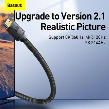 Baseus 8K HDMI je Združljiv Cablefor Xiaomi Mi Polje 48Gbps Digital, za PS5 PS4 HDMI-Compatible2.1 Kabel Razdelilnik 8K/60Hz Kabli