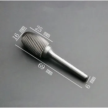 1PCS 16 mm Kolenom Volframov Karbid Rotacijski Datoteke Točke Burr Die Kovinarstvo Mlinček Carving Nož Brušenje Orodja