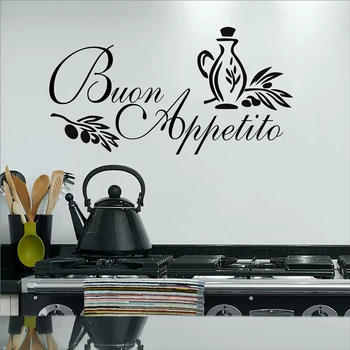 Buon Appetito Adesivo Murale italijanski Domači kuhinji Stenske Nalepke Art Design Vinilne Nalepke Za Jedilnico Doma Dekoracijo