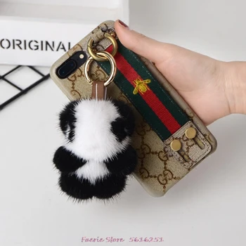 Mini Mink Mala Panda Keychain Krzno Obesek Obesek Za Ključe, Nakit Torba Za Pribor Obeskom Za Ključe Obesek Luštna Ženska