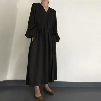 Z-zoux Ženske obleke Luč Rokav Proti-vrat Povoj Plus Velikost Dolge Obleke, Long Sleeve Vintage Seksi Dolge Obleke 2020 Ženske Oblačila