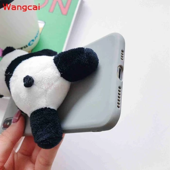 3D Srčkan Plišastih Igrač Panda Primeru Telefon Za iphone 12 11 Pro 12mini XS Max XR X 8 7 6S 6 Plus 5 5S SE 2020 Candy Barve Silikonski Pokrov