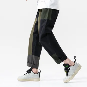 Poletje Tovora Hlače črne priložnostne jogger moda za moške osebnosti hlače za moške barvno ujemanje naravnost hlače svoboden ulica hlače
