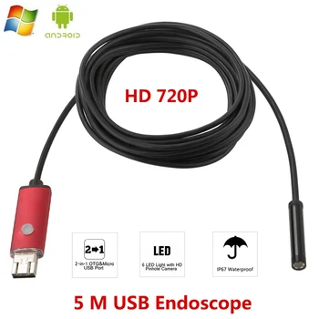 1M 2M 5M 10M USB Android Endoskop Fotoaparat 8 mm Prilagodljiv Kača-Pregledovalna Kamera HD 720P za Pametni telefon Android, PC