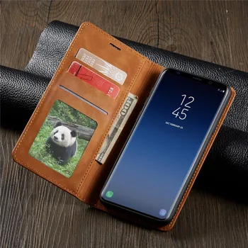 Usnjena torbica za Samsung S9 S9Plus Luksuzni Flip Imetnika Kartice z Magnetnim Denarnice 360 Kritje Coque za Samsung Galaxy S9 Plus Silikona
