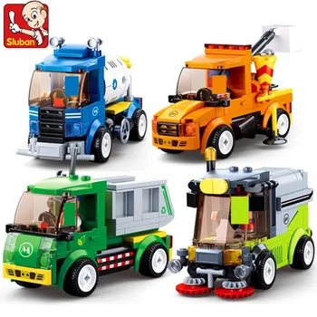 4Pcs/veliko Simcity Komunalnih Vozil Avto gradniki Določa Brinquedos Playmobil Ustvarjalca Opeke Izobraževalne Igrače za Otroke