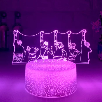 En Kos Noč Svetlobe Luffy Sanji Zoro predstavnica nami-ja 3D LED Iluzijo namizne Svetilke Dotik Optični Dejanje Slika Svetilko ob Postelji Dekor Namizne Svetilke