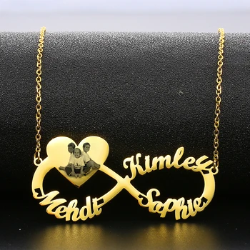 Infinity ime ogrlica z vrezano srce fotografije po meri tovarniška ploščica neckalces za mati hči najboljšimi prijatelji nakit darila