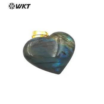 WT-P1506 Neverjetno naravno svetlo labradorite obesek v srce oblika gospa moda srce kamen obesek