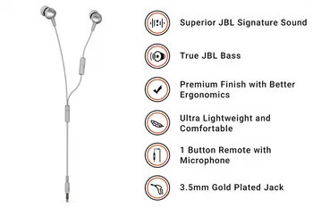JBL C200si V uho 3,5 mm Žične Slušalke Športne Glasbo, Slušalke Telovadnici Gaming Čepkov Globok Bas linijo Nadzor z Mic za Pametne Telefone