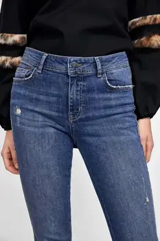 Suho anglija slog high street denim jeans ženska visok pas, jeans Nastavite z diamanti črtasto skinnyripped jeans za ženske