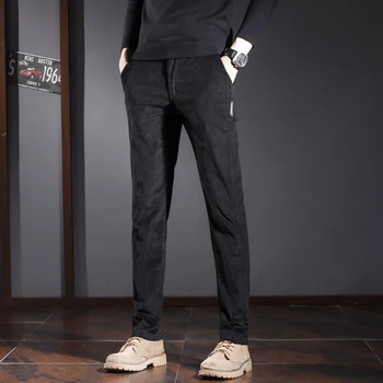 SHAN BAO Luksuzni visoke kakovosti Tencel velvet vitek vgradnjo priložnostne hlače pozimi blagovno znamko oblačil mladi modni barva hlače