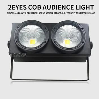 2 oči 2x100w LED COB DMX Fazi Učinek Blinder svetel hladno in Toplo Bela DJ 200W Publiko, luči, Disco Razsvetljavo