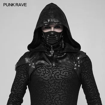 Punk Rave Rock Unisex Steampunk Black Pu Usnje Stranka Cospaly Klobuk Hooded Opremo Gothic Uspešnosti WS275