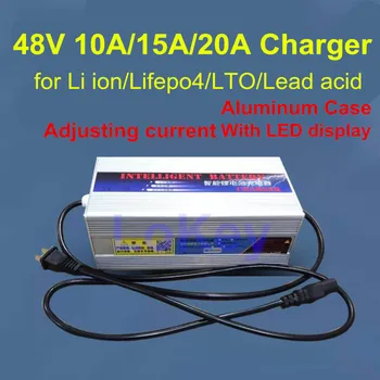 48V 10A 15A 13S 54.6 V lipo 16S 58.4 V lifepo4 Smart nastavljiv Polnilnik Z LED za litij-ionska lifepo4 LTO svinčevih baterij