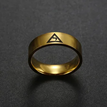Prostozidarska Triangle Logo Titana Jeklen Obroč Osebnost Moški Prst, Nakit, Dodatki za Posebna Darila za Moške in Dečke