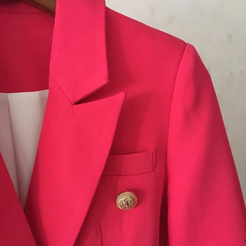 VISOKA KAKOVOST Novih Stilsko 2020 Oblikovalec Jopič Jakna Ženske Lev Gumbi Dvojno Zapenjanje Jopič Vrhnja oblačila velikosti S-XXL Rose Red