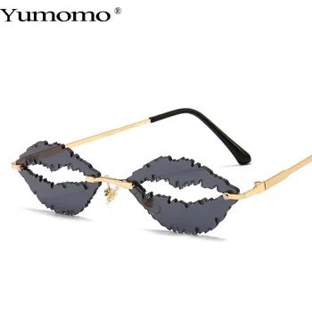 2020 Moda Edinstven Design Rimless Ustnice sončna Očala Ženske Retro Leče za Očala Moških Ovalne Votlih sončna Očala UV400