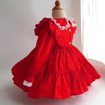 Španski Obleko za Otroke 2020 Dekleta Španija Lotia Rdeče Obleke Otroka Rojstni dan Oblačil Vintage Alice Večer Žogo Halje