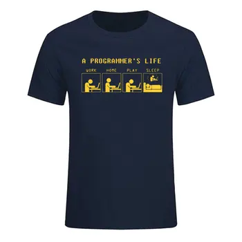 Prihod Delo Računalniške Kode Programer Življenja T Shirt Za Moške Bombaž O-Vratu Tiskanja Poletje Tee
