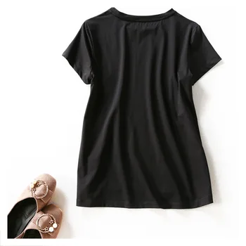 2020 Poletje Nov Modni Tiskane Svile, Majica za Ženske okoli Vratu Kratek Rokav Vse-tekmo Svile T-shirt