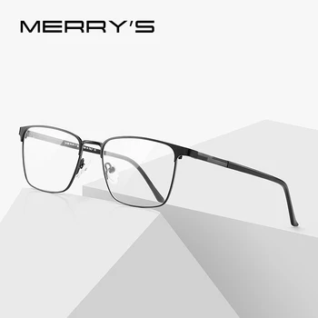MERRYS DESIGN Moških Luksuzni Titanove Zlitine Kvadratnih Optika Očala Moških Ultralahkih Oči, Kratkovidnost Recept Očala S2039