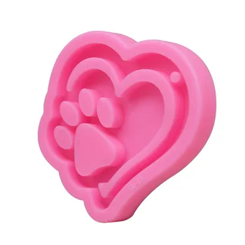 DIY ogledalo epoksi srca v obliki medveda šapa obliko keychain plesni torto fudge chocolate dekoracijo silikonsko plesni meri keychain 7.5*8 cm