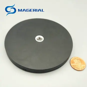 2-4pcs NdFeB Magnetov Disk iz Gume Prevlečene s Premerom 43/66/88 mm z Žensko Ravno Nit LED Luči Holding Močnim Neodymium Magnetom