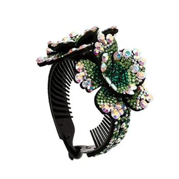 Nov Velik cvet Hairbands Za ženske, dekleta Polno Kristali Gemstone Barve Vsestranski Luksuzni Trakovi za Lase Retro Geometrijo Headdress