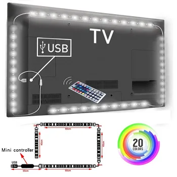 5V RGB STRIP, TV Osvetlitev , USB Powered LED trak svetlobe ,RGB5050 Za 24 Inch-60-Palčni TV,Ogledalo,RAČUNALNIK, APLIKACIJA za Nadzor Pristranskosti