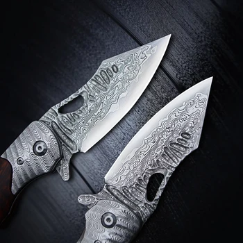 VG10 Damask Jekla, Zložljiv Žepni Nož Snakewood Ročaj Flipper Majhen Nož z Tulec Prostem Kampiranje EOS Orodje za Moške