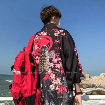 Dragon Tiskanja Kitajski Slog Hanfu Haljo Tang Bo Ustrezala Japonski Harajuku Slog Jopico Kimono Yukata Moški Ženske Nekaj Vietmam Oblačila