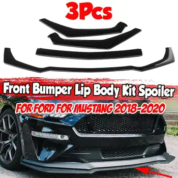 3x Avto Sprednji Odbijač Cepilec za Ustnice Body Kit Spojler Deflektor Ustnice Difuzor Varovalo Varovalo Za Za Ford Mustang 2018 2019 2020