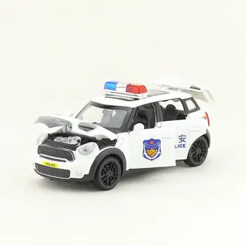 1:32 Lestvico/Diecast Kovinskih Igrač Model/Mini Cooper S Policijo gasilskega Avtomobila/Sound & Light/Potegnite nazaj Izobraževalne Zbirka/Otrok/Darilo