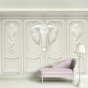 Po meri Moralno Ozadje 3D Stereoskopski Reliefni Slon Evropski Stil Dnevna Soba, Spalnica Ozadju Wall Art Foto Stene Papirja