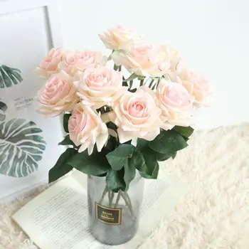 10pcs/veliko Dekor Dvignila Umetno Cvetje Svile Cvetja Cvetlični Latex Pravi Dotik Rose Poročni Šopek Doma Stranka Design Cvetje