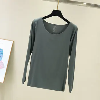 Jesen in zimo, dolgo sleeved majica s kratkimi rokavi ženske 2019 novo srajco modni T-shirt dno rokavi ženske bombaž