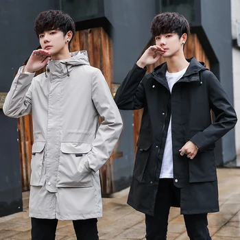 Moda za Moške Jarek Coats Pomlad Novih Moških Trendy Divje Jarek Dolg Odsek Hooded Jarek Moški 2020