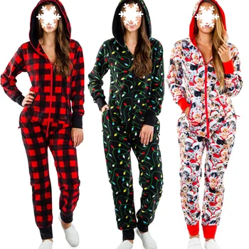 Božič Homewear Pajama Sleepwear Ženske Zimske Ženske Romper Za Božič Obleko Trenirka z Dolgimi Rokavi Hoodies Jumpsuit 9 Slog