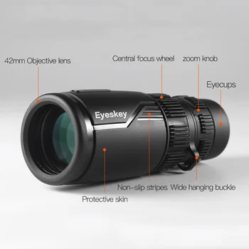 Eyeskey HD Zoom je 8-24x42 Kompakten in Prenosen Oko Nepremočljiva Močan BAK4 Prizmo Teleskop za Kampiranje, Lov