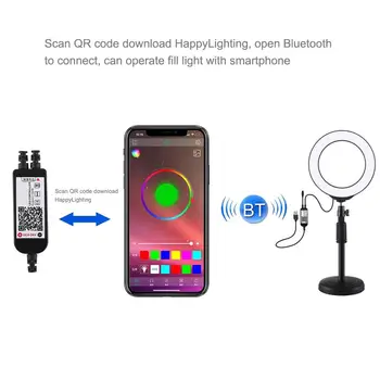 16 CM Fotografija Razsvetljava Telefon Ringlight Nastavek za Stojalo Foto Led Selfie Bluetooth remote Obroč Svetlobe Žarnice TikTok Youtube Živo