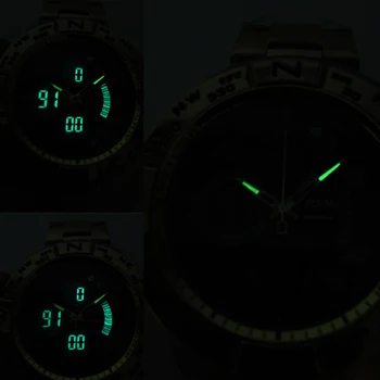 Mizums blagovne Znamke Quartz uro, za Moške Športne ročne Ure Moške Jekla Pasu Vojaške Ura Nepremočljiva Zlato LED Digitalni Watch Relogio Masculino