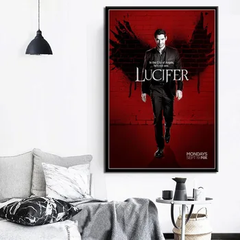 Lucifer je Vroče TV Serije Kažejo Nova Sezona Art Barvanje Svile Platno Plakat Steno Doma Dekor